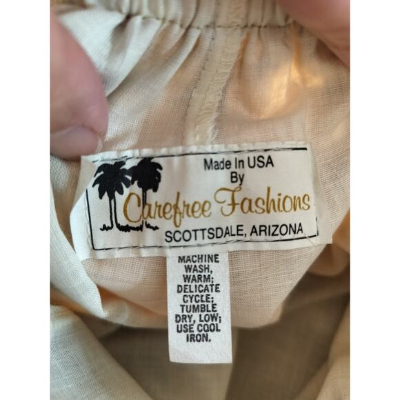 SK138AB)Vintage 80s Carefree Fashions Tan Ruffle Hem Lace Layered Prairie… - Picture 5 of 6